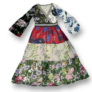 Kaktus Maxi‎ Dress Small Floral Patternblock Patchwork Tiered Cottagecore Boho thumbnail 14