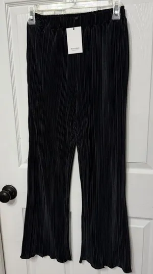 Reformation NWT KAIA silky pleated‎ black pants size XS petite thumbnail 1