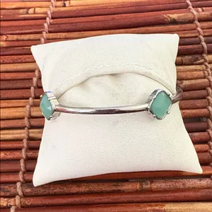 Lia Sophia Silver Bangle Bracelet with Mint Accents thumbnail 2