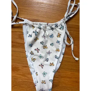 PacSun Swim Eco Butterfly Print Triangle Bikini Set White Multi Bows XS thumbnail 2