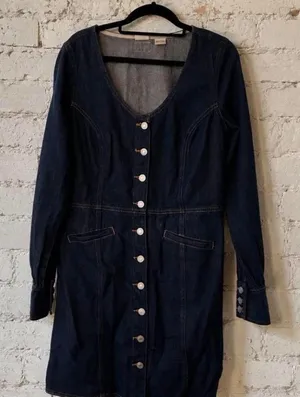 Levi-s Women's Blue and Navy Dress thumbnail 1