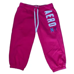 Y2K Aeropostale NY Low Rise Cropped Capri Sweatpants‎ Medium Baggy Pink Retro thumbnail 1