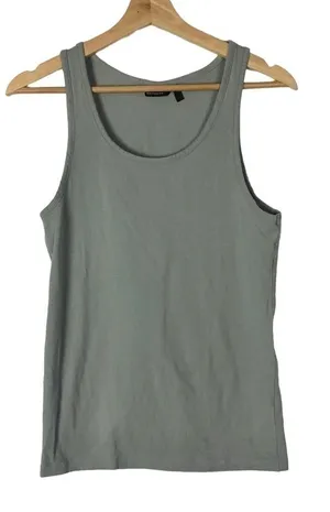 ASOS Gray Blue Scoop Neck Fitted Cotton‎ Tank Top S thumbnail 1
