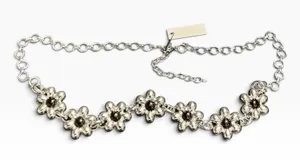 Beth Ward Studios Daisy Flower Chain Belt Silver Black Boho 40"‎ NEW thumbnail 1