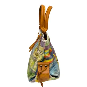 Dooney & Bourke Vintage Plaid Picnic Patchwork Ants Satchel Bag Purse Handbag thumbnail 3