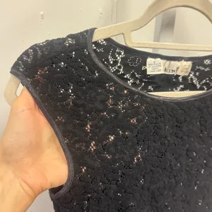 Vintage 90s Anne Klein II Black Floral Lace Sleeveless Bodysuit Vintage Small thumbnail 6