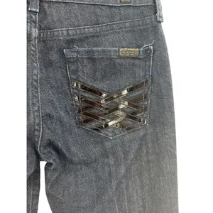 7 For All Mankind‎ Dojo Bootcut Flare Jeans Patent Lattice Pockets 26 Dark Wash thumbnail 8