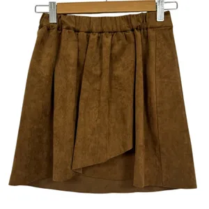 Aritzia Wilfred Free Brown Wrap Mini Skirt Womens XS Faux Suede Date Night thumbnail 2