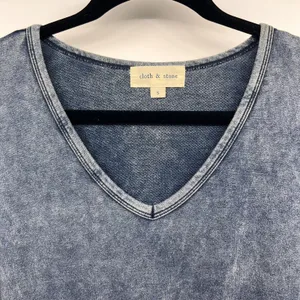 Cloth & Stone Anthropologie Top Blue Knit V-Neck Dolman Long Sleeve Womens Small thumbnail 3