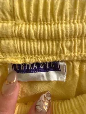 Source Unknown Vintage Yellow High-Waist Drawstring Lounge Shorts thumbnail 2
