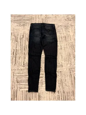 GUESS women's 27" waist blue denim skinny jeans with black leather ankle zippers thumbnail 6