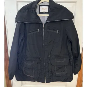 Laundry By Shelli Segal Jacket Black Lightweight Raincoat Pockets See Note Size thumbnail 3