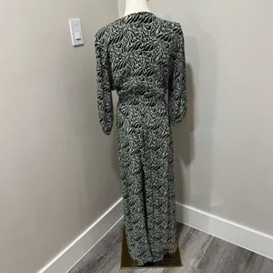 Express Olive Green‎ Leaf Print Cutout Tie Front Maxi Dress Womens Medium thumbnail 3