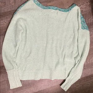 American Eagle Outfitters Teal and White Knit Sweater thumbnail 4