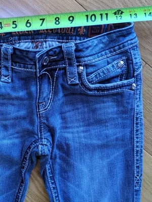 Rock Revival Jasmine Skinny Blue Jeans Womens Sz 26 (26x31) Stretch Rhinestone thumbnail 4