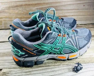 ASICS Gel Kahana 8 Trail Running Shoes T6L5N Grey Teal Orange Women’s Size 9 thumbnail 1