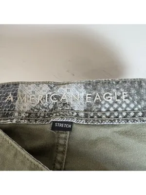 American Eagle Embroidered Utility Shorts Womens 18 Olive Green Cutoff Stretch thumbnail 4