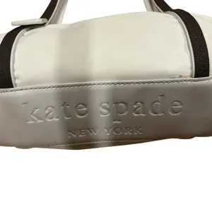 Kate Spade New York white and brown trim small nylon Tote handbag thumbnail 13