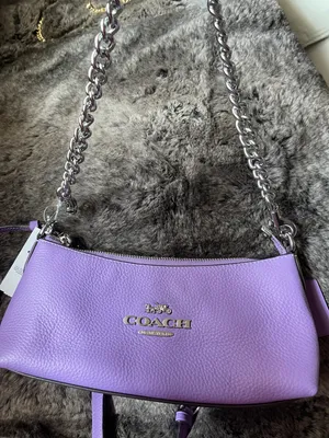 Coach NWT CL407 Charlotte Shoulder Bag Pebble Leather Silver/Iris Color $378 thumbnail 4