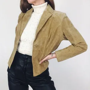 Vintage Genuine Suede Jacket in Tan | Size S thumbnail 2