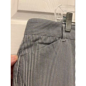 Gap Womens Slim Cropped Pinstripe Stretch Pants Navy Blue Coastal‎ White Size 14 thumbnail 2