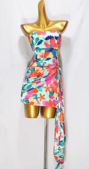 HELLO MOLLY Mint/Pink Happiness Strapless Mini Dress thumbnail 5