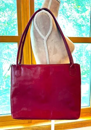 Vintage HOBO International Red Leather Shoulder Bag Tote Purse Minimalist Y2K thumbnail 1