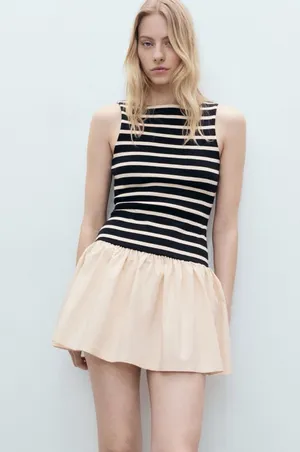 Mango Short Striped Cotton Dress thumbnail 1