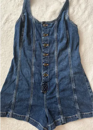 American Eagle Denim Overalls Halter Top Shorts S thumbnail 2