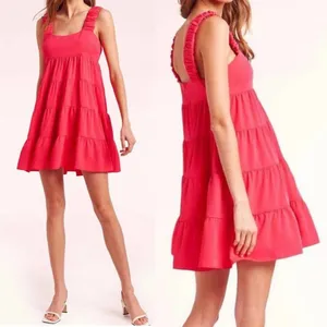 Amanda Uprichard Nicolia Tiered Mini Dress: Begonia Pink thumbnail 6