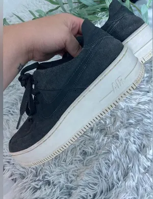 Nike Womens Air Force 1 Sage Night Black Suede Chunky Platform Sneakers thumbnail 10