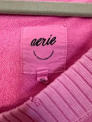 Aerie Pink Sweater V-Neck Oversized thumbnail 2