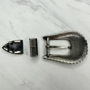 Western Style Silver Tone Belt Buckle Keeper Tip Set ✨ thumbnail 6