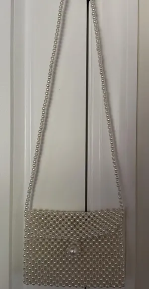 Cream Pearl Clutch Bag White thumbnail 1