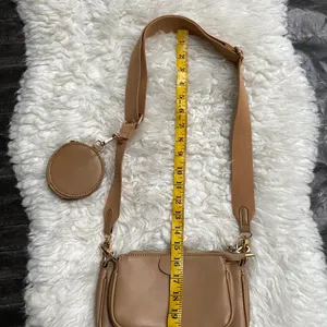 Tan Faux Leather Shoulder Bag Set With Coin Purse Adjustable Strap thumbnail 4