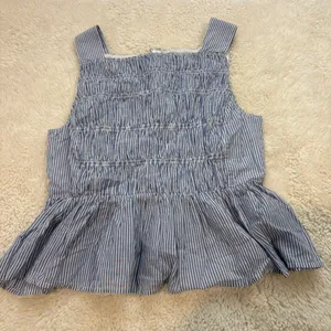 JCrew Women Peplum Blue Striped Sleeveless Top Cotton 4 Preppy Country Club Chic thumbnail 1