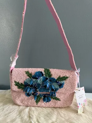 India Hydrangea Pink Beaded Bag thumbnail 1