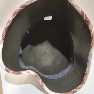 COLOMBINO Wool Plaid Belted Bucket Hat Brown thumbnail 9