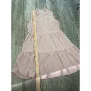 Amanda Uprichard Pink Ruffle V-Neck Tiered Sleeveless Mini Dress XS Blush thumbnail 6