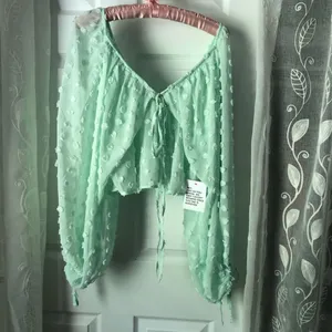 New ASOS long balloons sleeve textured with tie neck detail oversized babydoll t thumbnail 9