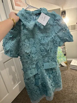 boutique floral lace mini dress thumbnail 3