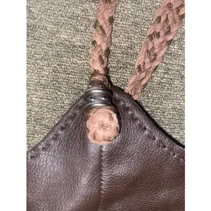 THE SAK Indio Shoulder Handbag Purse Brown Bucket Bag Woven Straps Leather EUC thumbnail 9
