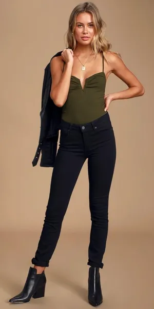 Lulus Ribbed Green  Bodysuit thumbnail 1