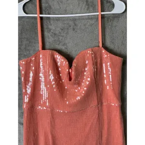 Hutch Coral Pink Sequin Notched Neck‎ Sleeveless Party Mini Dress Women's 10 thumbnail 3