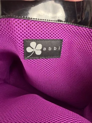 Abbi Artsy Floral‎ Print Satin Shoulder Tote Bag Blue Purple Patent Trim Large thumbnail 4