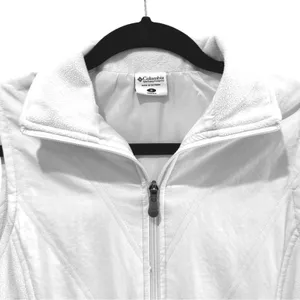 Columbia Womens White Full Zip Fleece‎ Vest Chevron Quilted Small Pockets thumbnail 4