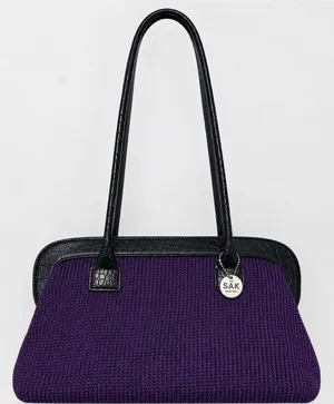 The Sak Original Vintage crochet medium shoulder bag in plum purple thumbnail 1