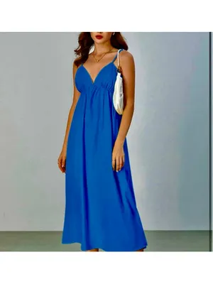 NEW SOLY HUX Backless V Neck Spaghetti Strap Loose Flowy Maxi Dress M thumbnail 2