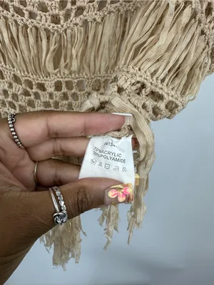 Dislay Paris Tan Open Knit Boho Short Sleeve Blouse Size Small Whimsical Fairy thumbnail 7
