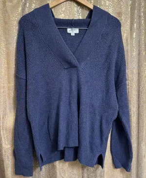 Aerie Navy Blue Cozy Up Waffle Knit Hooded Sweater Oversized XS thumbnail 1